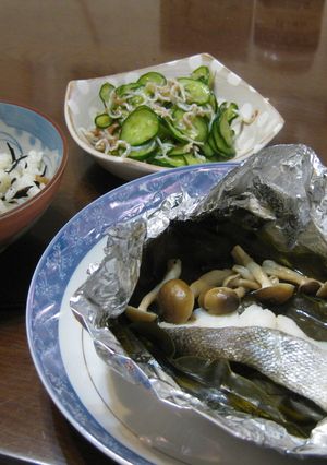 タラのホイル蒸しときゅうりの梅風味サラダ-レシピのメイン写真