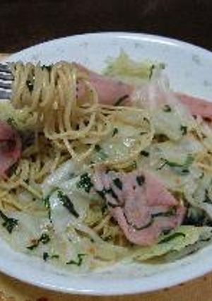 キャベツと生ハムのスパゲティー-レシピのメイン写真