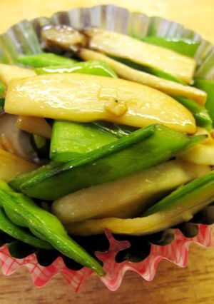 エリンギと絹さやのにんにく塩バター炒め-レシピのメイン写真