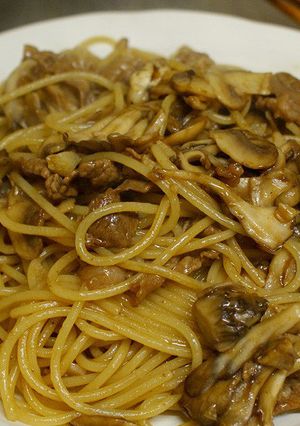 牛肉ときのこのオイスターソースパスタ-レシピのメイン写真