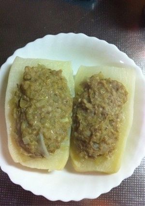 大根ボートo(^▽^)o挽肉乗せて♪-レシピのメイン写真