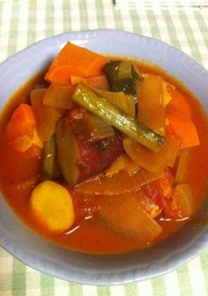 ゴロゴロ野菜の食べるトマトスープ-レシピのメイン写真