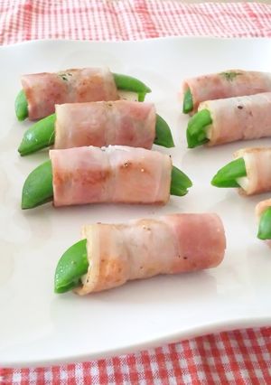 スナップエンドウとチーズのベーコン巻き-レシピのメイン写真