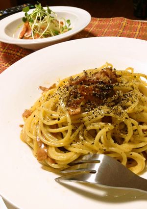 パスタでランチ♪うちの絶品カルボナーラ♡-レシピのメイン写真