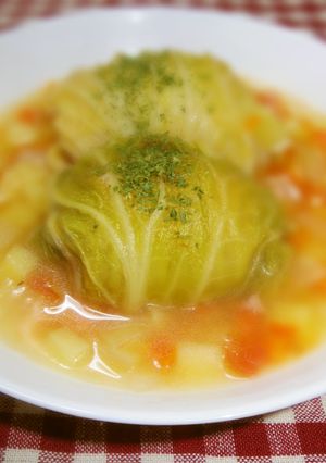 ヘルシーなミネストローネ風豆腐ロール白菜-レシピのメイン写真