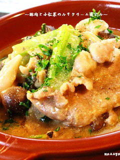 ■かんたん!豚肉と小松菜のみそクリーム煮-レシピのメイン写真