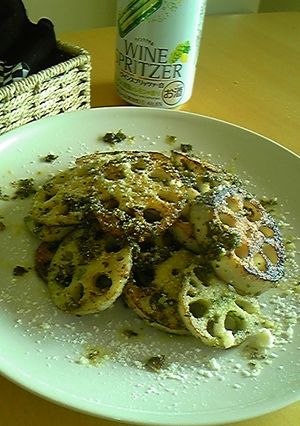 焼きレンコン　ジェノバソース-レシピのメイン写真