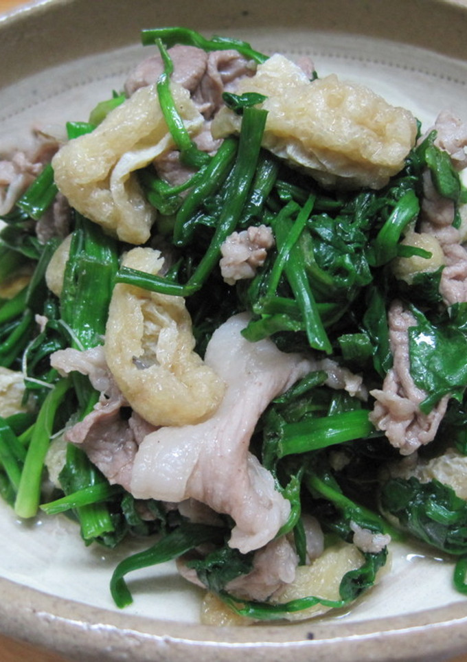 せりと豚肉の炒め物-レシピのメイン写真