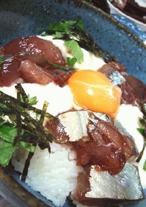 ＊美味しくお魚＊鯵の漬けとろろ丼-レシピのメイン写真