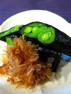 スナップエンドウのおかか海苔巻き-レシピのメイン写真