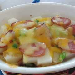 A picture of グラタン皿使用の餅ぴざ！.
