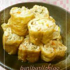A picture of 油揚げで♪鶏挽肉まきまき～♡.