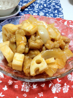 簡単*【酢豚風】れんこん酢鶏 -レシピのメイン写真