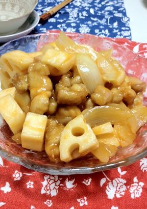 簡単＊【酢豚風】れんこん酢鶏　-レシピのメイン写真