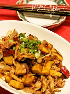 さつまいもと舞茸の豚肉中華炒め-レシピのメイン写真