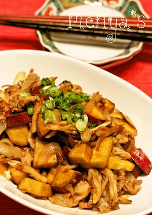 さつまいもと舞茸の豚肉中華炒め-レシピのメイン写真