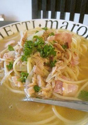 ツナベーコンのあっさりスープスパ-レシピのメイン写真