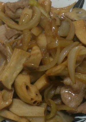 れんこんと豚肉の炒め煮-レシピのメイン写真