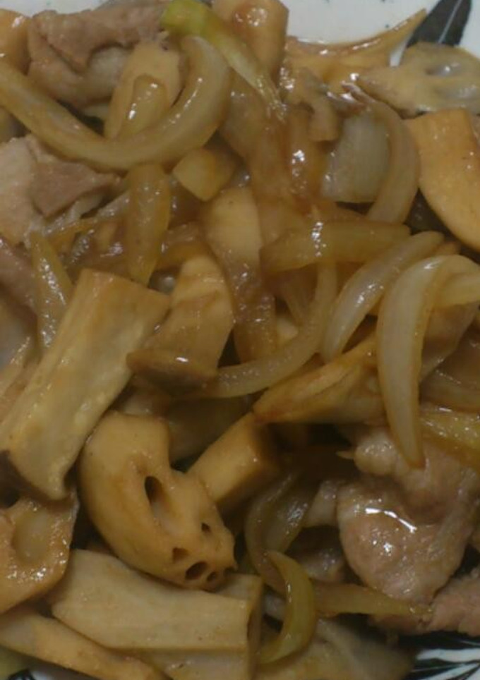 れんこんと豚肉の炒め煮-レシピのメイン写真