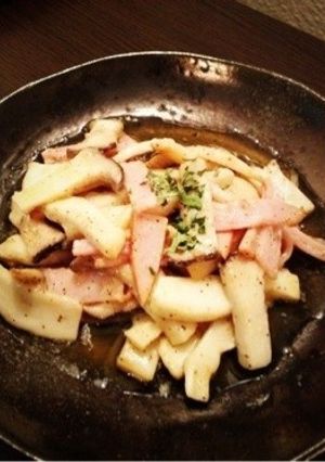 きのことハムのマヨ黒胡椒炒め-レシピのメイン写真