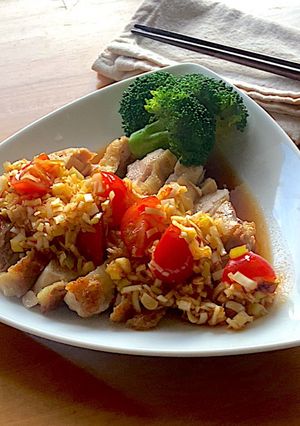 揚げない＊ピリ辛♪トマト油淋鶏-レシピのメイン写真