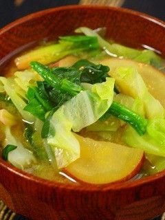 キャベツ・ほうれん草・さつまいもの味噌汁-レシピのメイン写真
