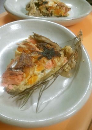 サケとキノコのオープンオムレツ-レシピのメイン写真