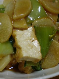 チンゲン菜と長いも・厚揚げの炒め餡-レシピのメイン写真