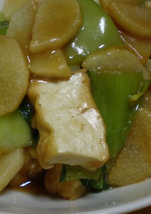 チンゲン菜と長いも・厚揚げの炒め餡-レシピのメイン写真