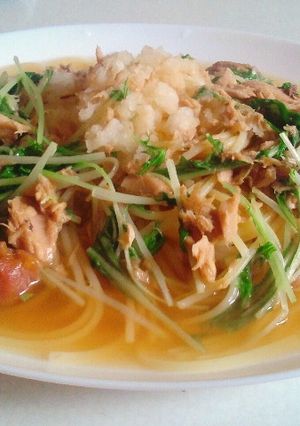 和風☆ツナと水菜の梅パスタ-レシピのメイン写真