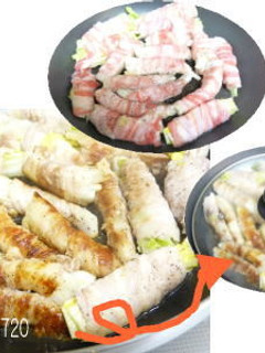無駄なく芯まで、白菜の豚しゃぶ巻きソテー-レシピのメイン写真