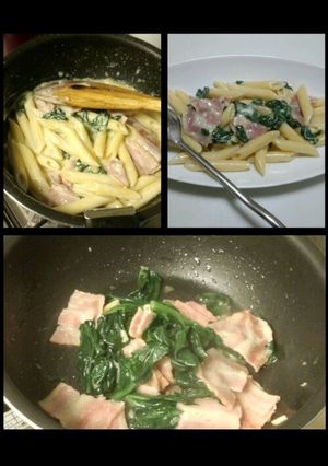 ほうれん草とベーコンの生クリームペンネ-レシピのメイン写真