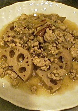 蓮根と鶏ひき肉の煮物-レシピのメイン写真