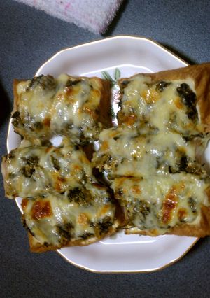 簡単おつまみ　厚揚げ高菜チーズ焼き-レシピのメイン写真
