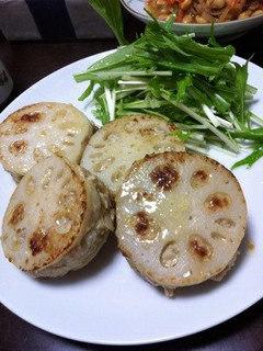 れんこんはさみ焼き★辛子醤油-レシピのメイン写真