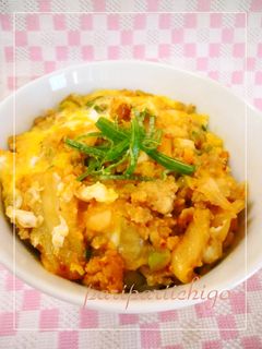挽肉とキムチの卵とじ丼♡-レシピのメイン写真