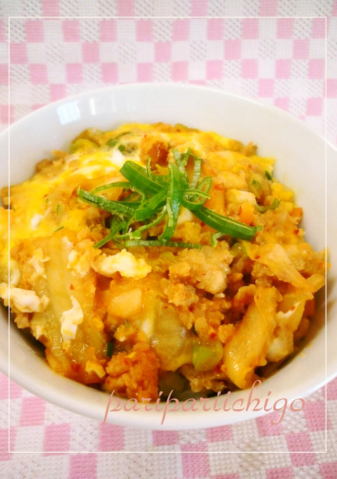 挽肉とキムチの卵とじ丼♡-レシピのメイン写真