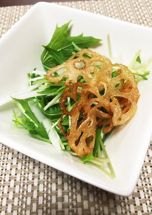 レンコンチップと水菜のサラダ-レシピのメイン写真