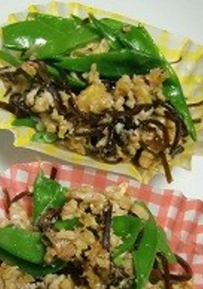 きぬさやと昆布の佃煮のたまごとじ-レシピのメイン写真