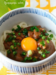 チーズカレー釜玉うどん♡-レシピのメイン写真