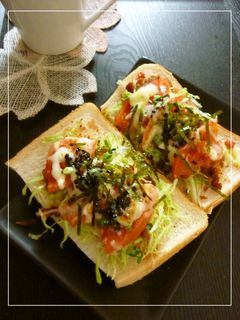 鶏そぼろの和風トースト 梅ワサビ風味-レシピのメイン写真
