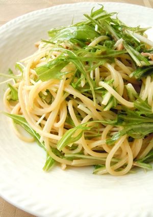ごまだれでお手軽簡単★水菜とツナのパスタ-レシピのメイン写真