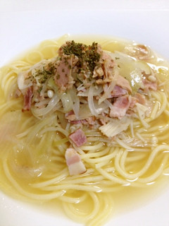 ベーコン・玉葱・ツナDEスープパスタ-レシピのメイン写真
