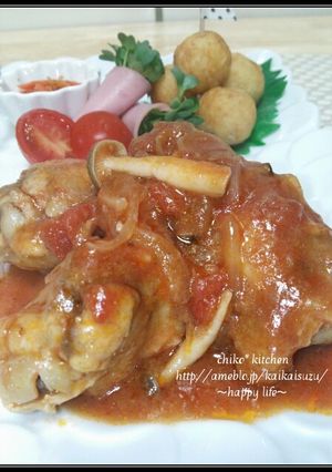 チキンとキノコのトマト煮込み♪-レシピのメイン写真