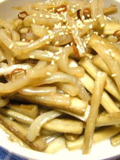 ごぼうとコンニャクのキンピラ♬-レシピのメイン写真