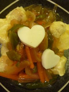 揚げもちのハートかまぼこあんかけ-レシピのメイン写真