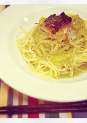 えのきと白菜のほうれん草あんかけパスタ-レシピのメイン写真