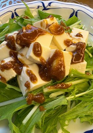 【簡単副菜】水菜と豆腐のごま風味サラダ-レシピのメイン写真