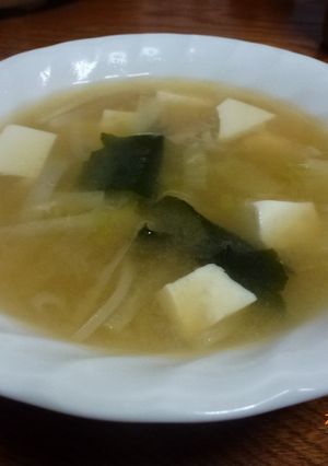 ダイズの煮汁の味噌汁風コンソメスープ-レシピのメイン写真