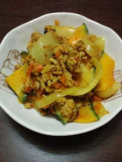 カボチャのカレーそぼろ炒め-レシピのメイン写真